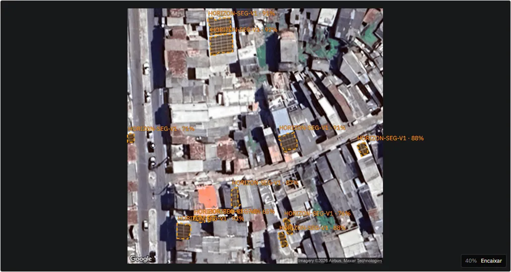 The same area after the model, every panel marked with its confidence